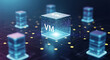 © Dreemscapes - Virtual machines concept with cloud computing and server virtualization technology, VMs for data management, digital infrastructure and IT innovation