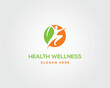 © MDAftub - Orange and green human figure in circle with leaf and text vector template health wellness