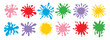 © Yanka - Colorful splatters different shapes. Bright stains and splashes. Ink blots collection clipart elements.