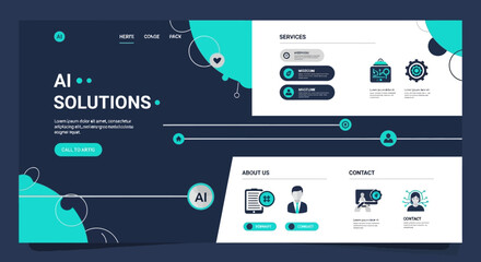 Naklejka na meble AI Solutions Website Design Modern Interface for Business Technology.