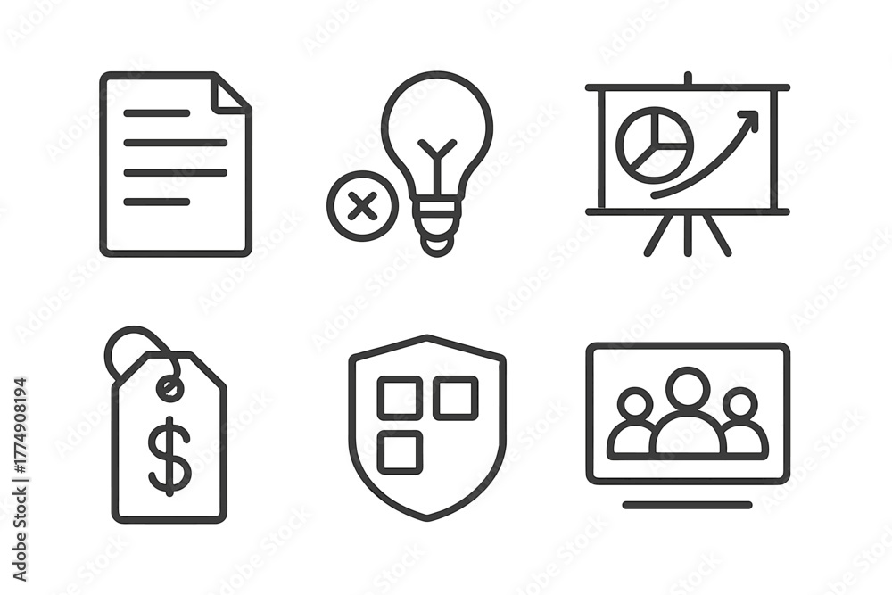 Pitch Deck Icons. Line style icons of Pitch Deck Review: Executive ...