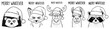 © Luka - Sarcastic 'Merry Whatever' animal faces in Santa hats border – quirky holiday illustration