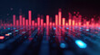 © pufanya - Vibrant audio equalizer pulsating with rhythmic colors, concept of sound visualization, music production, or digital art.