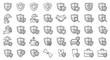 © Iron - Collection of thin line icons representing various insurance and protection concepts, including shields, houses, cars, health, finance, and security, suitable for graphic and web design, apps, and