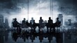 © MAGNIFIER - Business meeting with digital interface provides a modern collaboration scene with global team, double exposure silhouette.