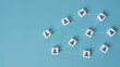 © Achmad Khoeron - Connecting people partnership or men above social media networks on blue background concept using dice on blue background. Digital communication and technology concept.