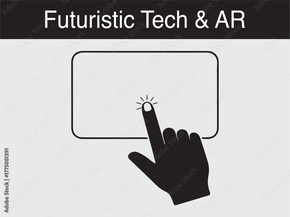 futuristic AR touchscreen button press gesture Vector illustration ...