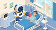© Fick - A robotic nurse offers a drink to a patient in a hospital bed.