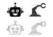 © motion-max - Robot icons set happy face robotic arm machine - Vector icon symbol for website - Icon vector - Blue icon vector - Line and glyph solid icon set
