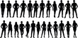 © Najmul - Collection of male and female standing silhouettes, black vector people poses for fashion, art, reference, and design illustration