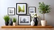 © kardaska - Home interior design decorating wooden shelf wall art