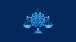 © Nasiullah - Blue Brain Icon with Scales of Justice on Both Sides, Concept of Legal Mind, Justice System, Brain Functionality in Law, Cognitive Justice, Ethical Decision Making, Balance of Mind, Legal Science