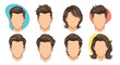 © Maria - A collection of diverse male hairstyles shown on faceless avatars against colorful backgrounds.