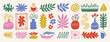 © Yanka - leaf plant floral abstract matisse style shapes set. Hand drawn silhouette branches, blobs, flowers. Contemporary doodle art