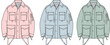 © Samiha - Vector illustration set of a classic military field jacket in various pastel colors. A functional and versatile outerwear concept for apparel design