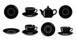 © Jahanzaib - Elegant tea set with teapot, cup and saucer vector illustration of tableware