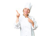 © luismolinero - Young chef woman over isolated chroma key background pointing with the index finger a great idea