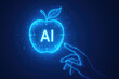 © DreamStock - Futuristic AI Apple Icon with Digital Hand Reaching Out artificial intelligence technology