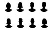 © redoan - Silhouettes of diverse male and female heads in front view, minimal black shapes on white background. Perfect for avatar, icon, or identity design use. High-quality vector people illustration set.