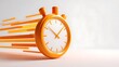 © Sharmin eps - Orange stopwatch with speed lines depicting time passing quickly fast paced