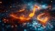 © RONNY - Abstract music note, fiery orange & cool blue particles