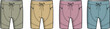 © Fatema - Four-piece set of men's shorts in different colors, showcasing a drawstring waist and zippered pockets for a modern athletic look