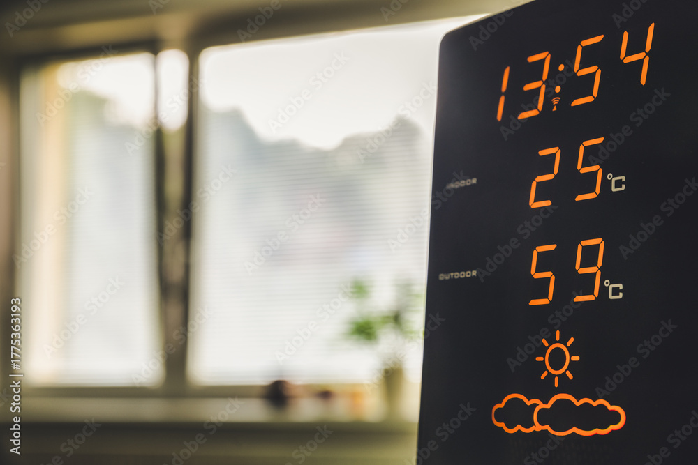 Photo inspiration: Modern Home With Humidity Regulating Technology Reference: Modern Digital Weather Station Showing Indoor Temperature And Humidity