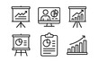 © 123levit - Linear icons of business presentations and data analysis charts