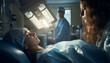 © V Art - Medical team assisting patient during surgery in a modern operating room with advanced lighting and equipment
