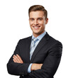 © mohammed - Professional Businessman Smiling with Arms Crossed in Studio on White Background