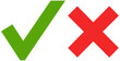 © SaiKir - Dynamic green checkmark with bold red X for comparison, approval, and denial concepts