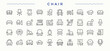© Rubbble - Chair icon set. Minimalist linear icons. Armchair icon. Includes symbols for furniture, comfort, couch, seat, interior and more.