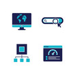 © Jawad - Vector illustration of set of computer icons for web search, network, and performance each icon represents a different aspect of online functionality