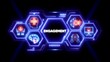 ©                  M.G - Neon Hexagon Network Engagement Concept with Icons Keywords: engagement, concept, technology