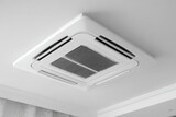Ceiling Cassette Type DC Air Conditioner. Industrial Machinery. Refrigeration and Heat Exchange Equipment. Modern Central Air Conditioning System Chilled Water. Mounted square shape HVAC fan coil unit