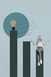 © deagreez - Image vertical artwork collage of happy businesswoman businessman stand chart light bulb idea finding progress statistics