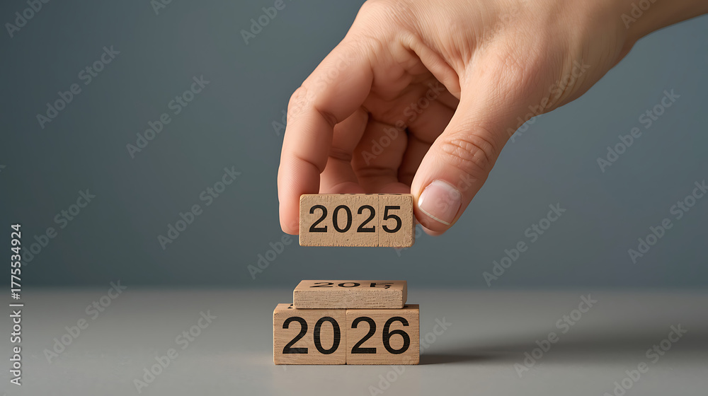 Stacking 2025 on 2026 Wooden Blocks, Future Planning, Next Year Goals ...