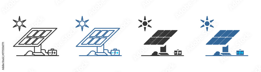 Solar energy icon set multiple style collection Stock Vector | Adobe Stock