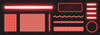 © dlyastokiv - Led light lamp set, bright 3d long neon luminescence light lamp, fluorescent bars with glow effect, dot matrix panels and strip on transparent background, red led light ribbons collection
