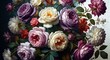 © P-Y-L  Art - A lush bouquet of roses in various shades of purple, pink, white, and red, creating a romantic and elegant floral arrangement