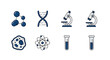 © muhammad - Collection of scientific icons representing research, biology, and chemistry