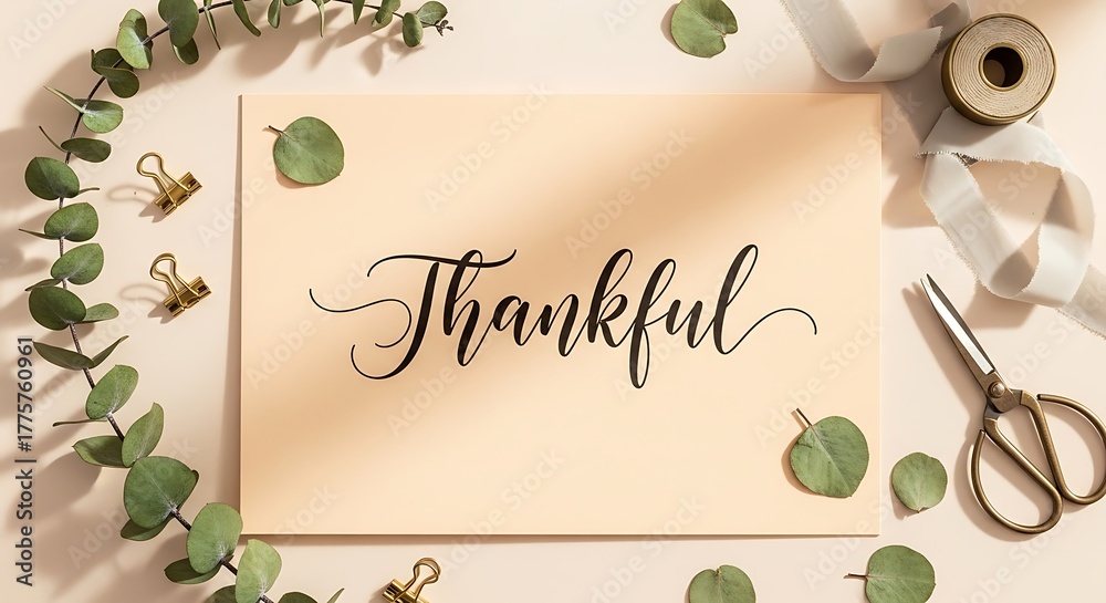 Thankful Note: A simple yet elegant handwritten card inscribed with the ...