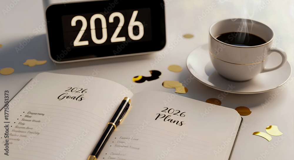 Desk Setup for 2026 Planning and Goal Setting Stock Illustration ...