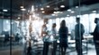 © Generative AI - Modern Business Team Collaboration with Futuristic Technology Overlay, Office Environment, Networking and Innovation