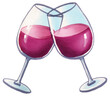 © Pro Hi-Res - Cheers to friendship and celebration with two glasses of red wine clinking together isolated on transparent background.