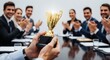 © Candra - Victory Gold trophy celebrated by a teams success with work well done.