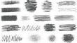 © Towhidul - Collection of dark grey grunge brush stroke textures and scribbles on white background vector