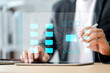 © A Stockphoto - workflow process automation and business process mapping concept , Businessman using laptop with implementation to improve productivity and efficiency Management and organization.