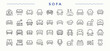 © Rubbble - Sofa icon set. Pack of room, chair, furniture, armchair and more. Interior icon set. Minimal icons set. Vector illustration. Pixel perfect.