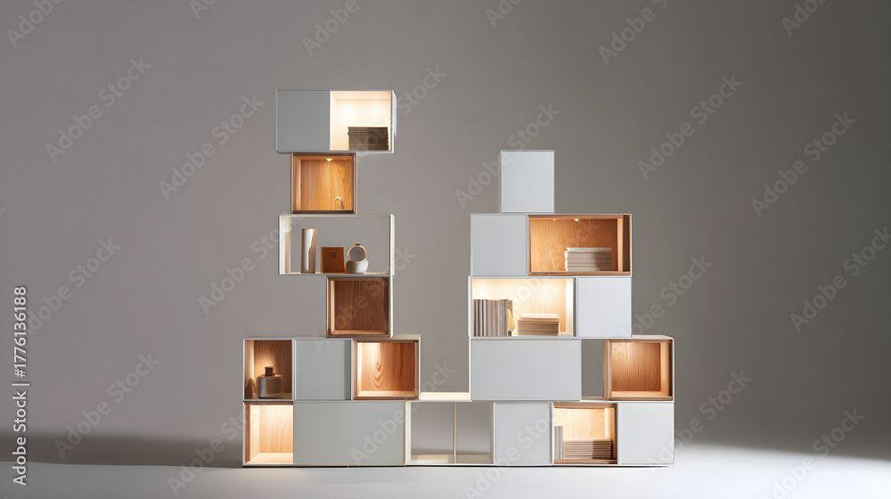 modular. Modular bookshelf system with interchangeable wooden storage ...
